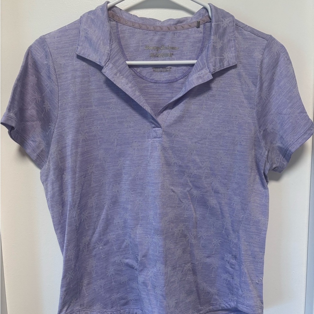 Tommy Bahama Lavender Short Sleeve Collared Top